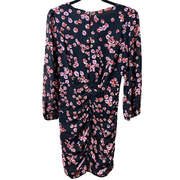 ASTR Red Petal Shirred Long Sleeve Midi Dress Size M - Picture 7 of 8